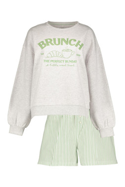 Grey Woven PJ Short Set