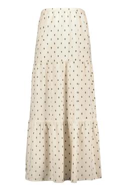 Neutral Dobby Embroidered Midi Skirt