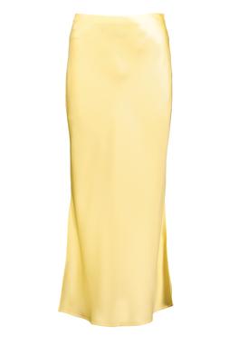 Yellow Satin Side Split Skirt
