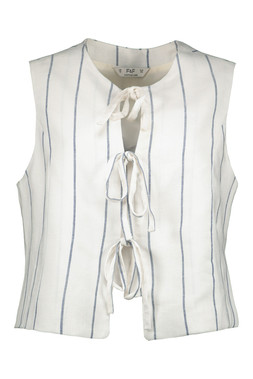 White Stripe Tie Front Co Ord Waistcoat