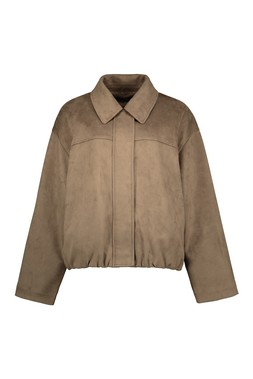 Khaki Suede Bubble Hem Jacket