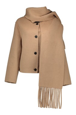 Nude Formal Premium Short Scarf Coat