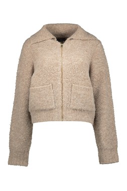 Mink Boucle Zip Up Jumper