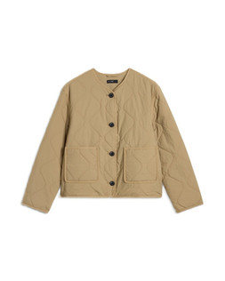 Neutral Quilted Collarless Jacket