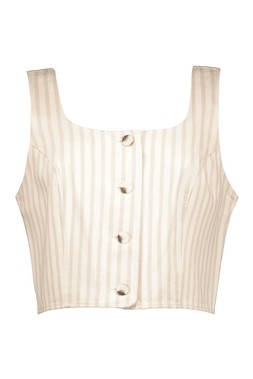 Neutral Stripe Crop Co Ord Waistcoat