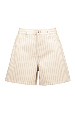 Tan Neutral Stripe Denim Short