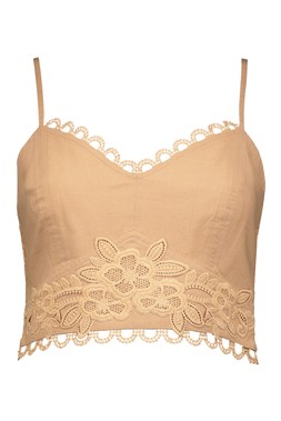 Camel Scallop Lace Trim Co Ord Cami