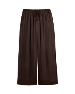 Chocolate Pleated Satin Gold Trim Trouser