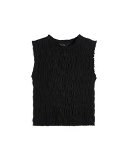 Black Shirred Smock Top