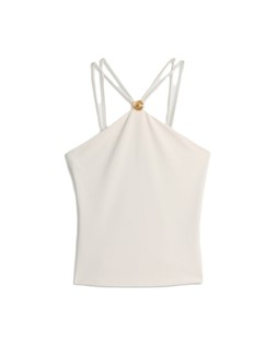 Cream Gold Trim Halter Top