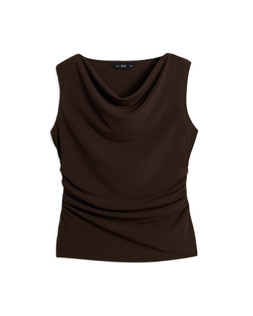 Brown Drapy Sleeveless Top