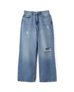 Navy Rip Wide Leg Jean