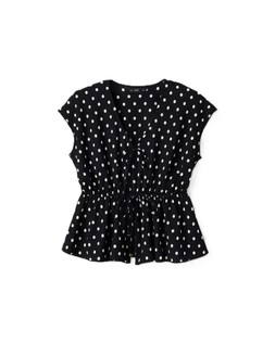 Black Tie Front Polka Dot Top