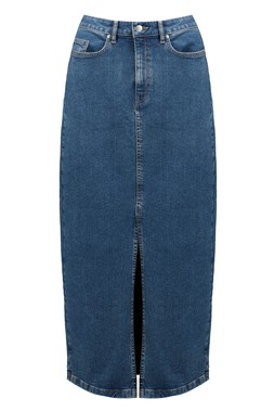 Navy Indigo Denim Maxi Skirt