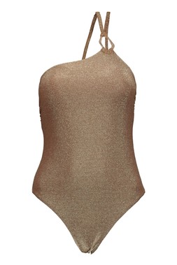 Gold One Shoulder Swimsuit
