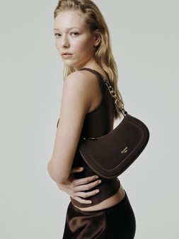 Dune London - Direction 99 GBP choc suede bag www.dunelondon.com