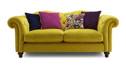 Joules Windsor velvet three-seater sofa in yellow, available exclusively at DFS