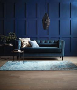 DFS So Simple Mya three-seater sofa in Simply Velvet in Indigo Blue