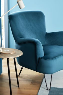 DFS The Chair Edit - Club accent chair in dark blue velvet