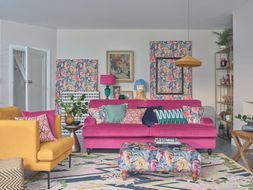 DFS Jardim four-seater sofa in pink sensual velvet