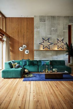 DFS Kruze 6 piece corner sofa, Sensual Velvet in Forest
