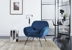 DFS The Chair Edit - Hug accent chair in dark blue velvet