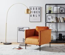 DFS The Chair Edit - Tub accent chair in orange velvet
