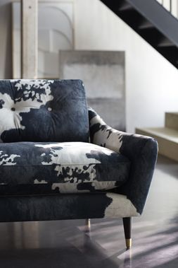 DFS Vegan Larch three-seater sofa in black cow Vegan Accent fabric