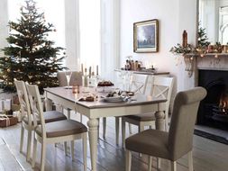 Furniture Village - Annecy Extending Dining Table with 6 Faux Leather Cross Back Chairs, &pound;1795