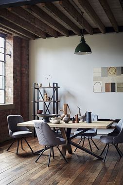 Furniture Village - Habufa Detroit Starburst Table, 4 Detroit Dining Chairs, &pound;2195, Noir Shelving Unit, &pound;749