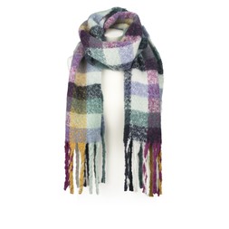 National Trust Green, Blue and Pink Brushed Small Check Scarf_gbp_25