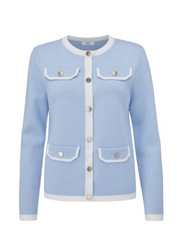 Contrast Trim Cardigan in Baby Blue (AL11808) Availble from 5th February