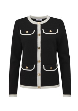 Contrast Trim Cardigan in Black (AL11808) Availble from 5th February