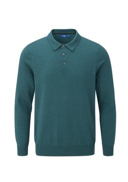Luxury Merino Long Sleeve Polo Shirt Teal £42 (AL11855)- EMBARGOED UNTIL 20TH AUGUST 2026