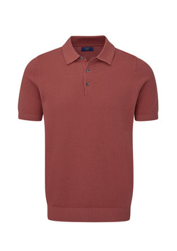 SIGNATURE TEXTURED KNITTED POLO SHIRT RUSSET £30
