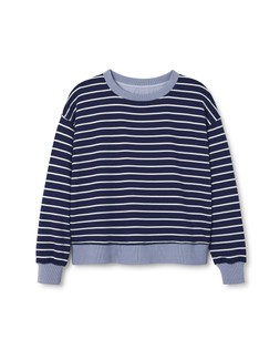 Ladies Stripe Crew Neck Sweatshirt, Dark Sky, £3- Available from 28th December