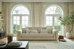 The Oscar 4 Seater in Super Matt Velvet Ecru Mix with Gold Trim, £1699