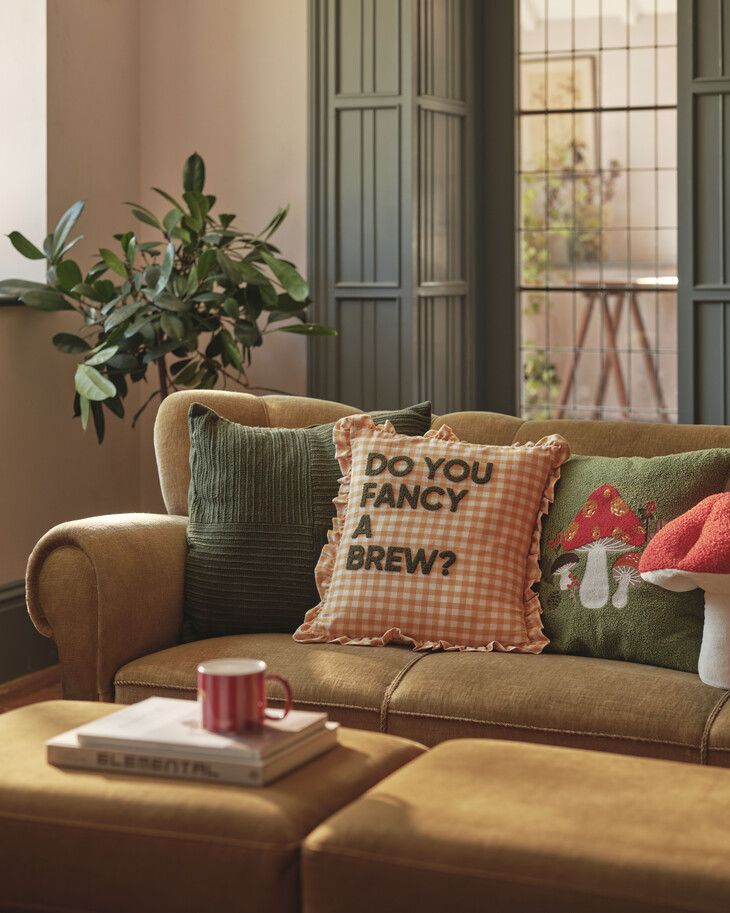 george home-autumn revival-slogan gingham cushion fancy a brew 10.00-ref2176134 (1)