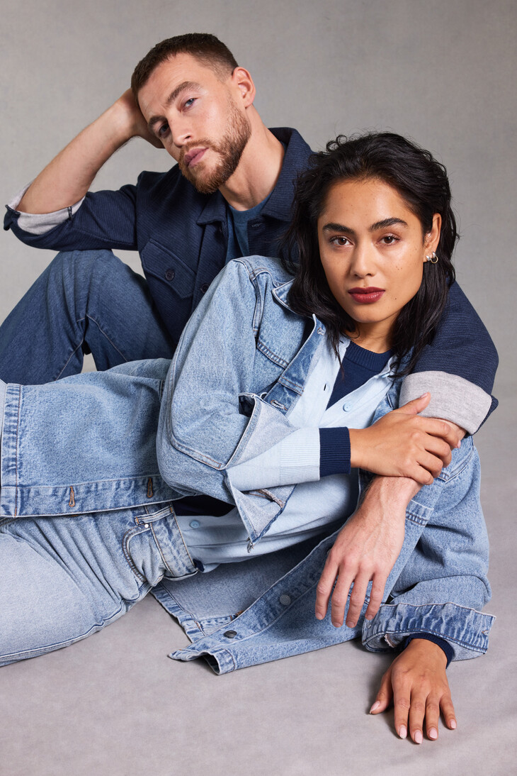 peacocks-blue plain denim shirt jacket-ref2018895