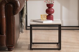 Industrial Side Table White Marble RRP €199 NOW €129