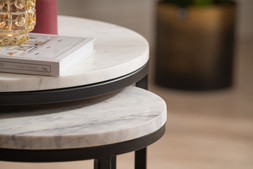 Industrial Round Nest of Tables White Marble RRP €349 NOW €225