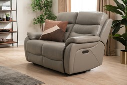 Pearson Grey Leather 2 Seater Electric Recliner Sofa RRP €3199 (NOW €1549)