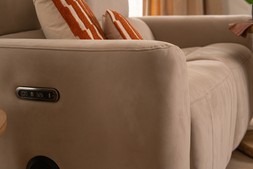 Savoy Cream Fabric 3 Seater Electric Recliner With Bluetooth Speakers Sofa - RRP €4499 NOW €2499