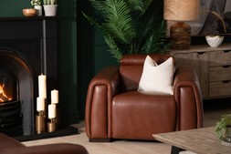 Muse Brown Leather Armchair Heated Seats Electric Recliner
