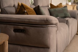 Hollywood Grey Fabric 2.5 Seater Electric Recliner Sofa with Fridge RRP€5559 NOW €2999