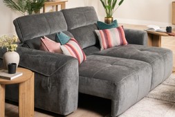 Serene Grey Fabric 2.5 Seater with Electric Sliding Chaise - RRP €3699 NOW €1999.