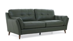 The Oliver Pine Green Leather 3 Seater Sofa - clearcut angle - WAS 2699 NOW 1599 euro
