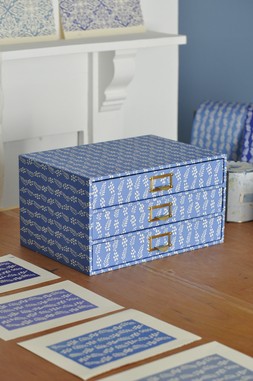 A Flight of Enid Marx’s Necktie-Covered Collector’s Drawers