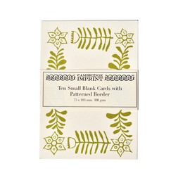 10 Small Cards with Patterned Border in Bawden Green