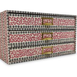 A Flight of Charleston Patterned Paper-Covered Collector's Drawers